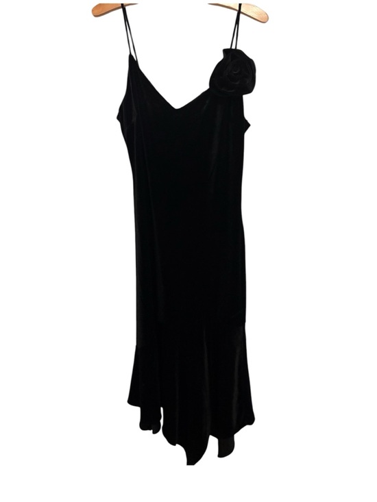 Betsey Johnson Dresses & Skirts - Betsey Johnson Black Velvet Midi Slip Dress with Rosette